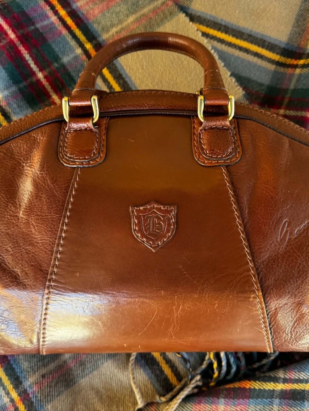 Leather La Benci Top-Handle Classic Womens Handbag
